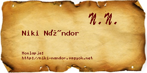 Niki Nándor névjegykártya